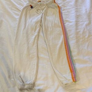 Aviator Nation White 5 Stripe Sweatpants XS